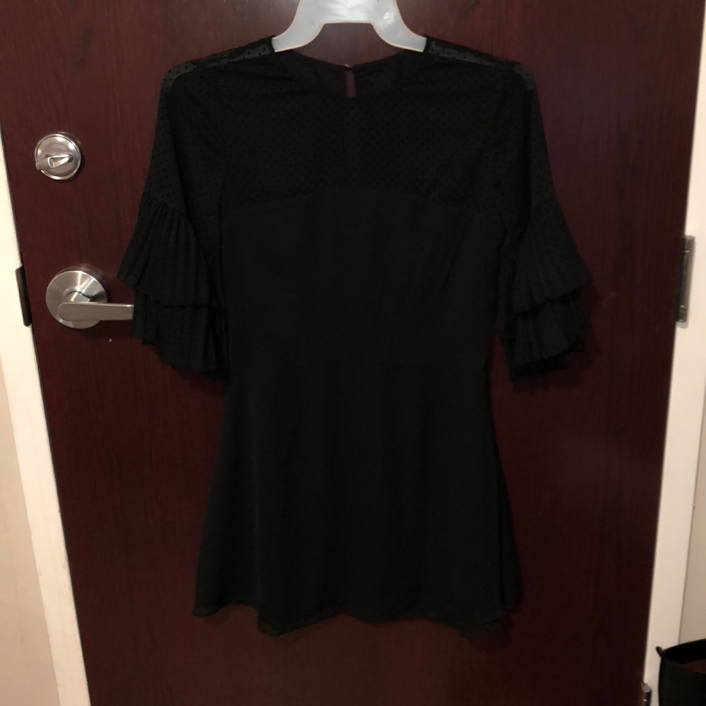 Black Dress with Pleated Sleeves